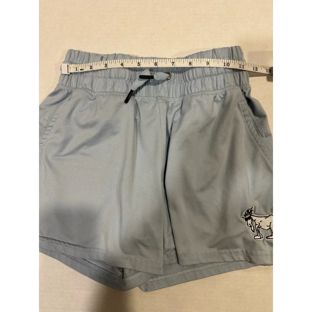 GOAT USA Shorts Embroidered Leg Light Blue Drawstring Elastic 22 In. Waist Boys